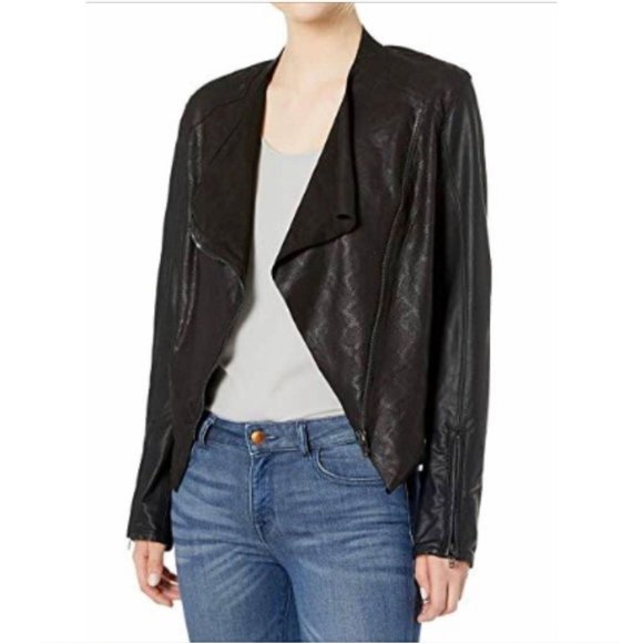 EUC BCBG Dakota Black Moto Style Jacket, Size S - Picture 4 of 6